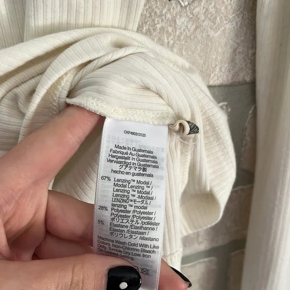 Madewell Drapey Ribbed White Long Sleeve Tee- Size XS - Picture 4 of 4